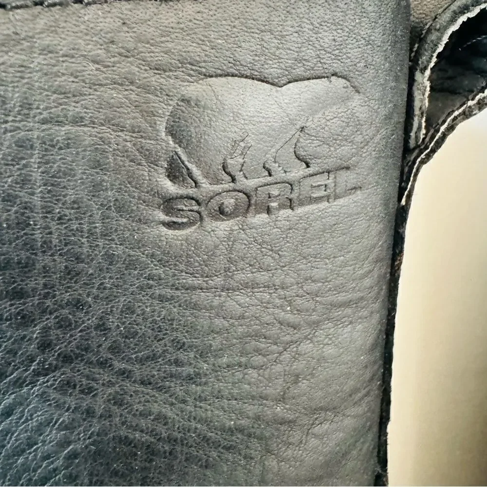SOREL Emelie Genuine Shearling Lamb Fur Short Lace-Up‎ Boot, Black, Size 10, NWT